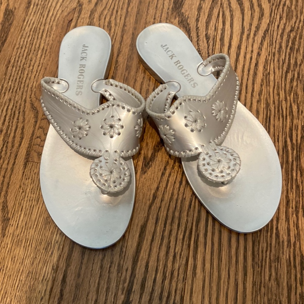 Jack Rogers Silver Jelly Pool Slides size 7 US